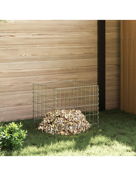 Composter da Giardino  50x50x50 cm in Acciaio Zincato Quadrato