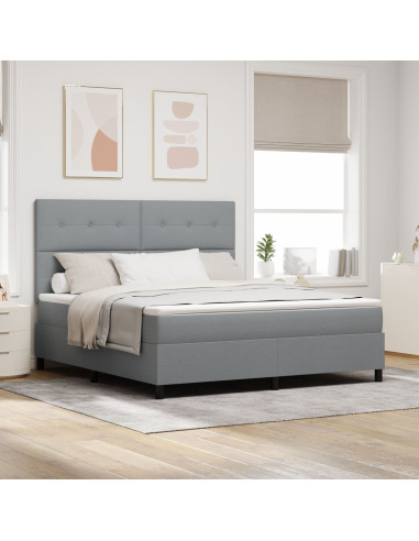 Letto a molle con materasso Grigio chiaro 180 x 200 cm Tessuto