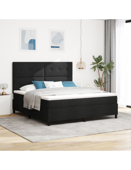 Letto a molle con materasso Nero 180 x 200 cm Tessuto
