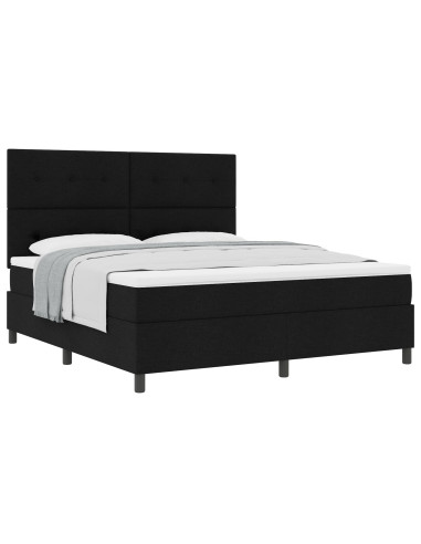 Letto a molle con materasso Nero 180 x 200 cm Tessuto
