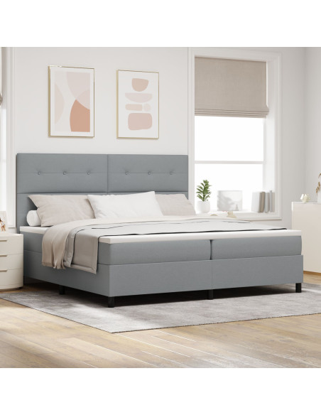Struttura Letto  con Materasso Grigio Chiaro Tessuto 200 x 200 cm