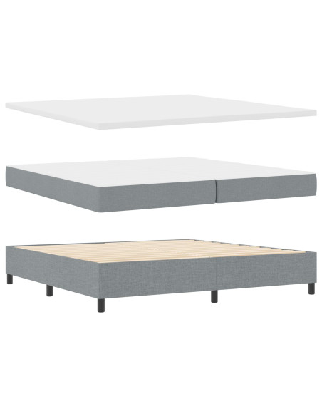 Struttura Letto  con Materasso Grigio Chiaro Tessuto 200 x 200 cm