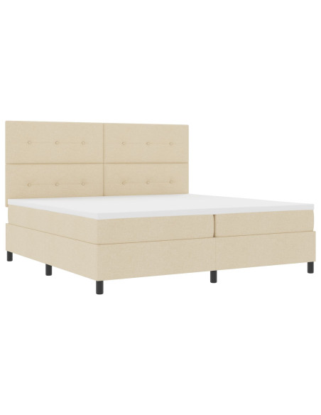 Letto a molle con materasso Crema 200 x 200 cm Tessuto