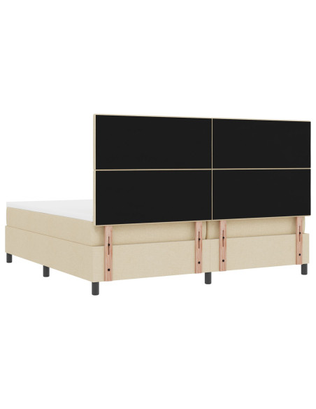 Letto a molle con materasso Crema 200 x 200 cm Tessuto