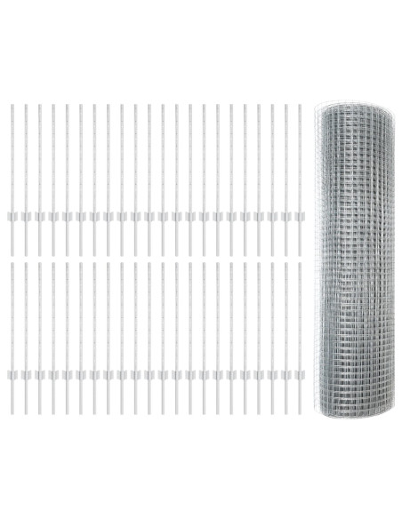 Recinzione in filo saldato  con 44 pali U argentati 0.8x100 m in acciaio