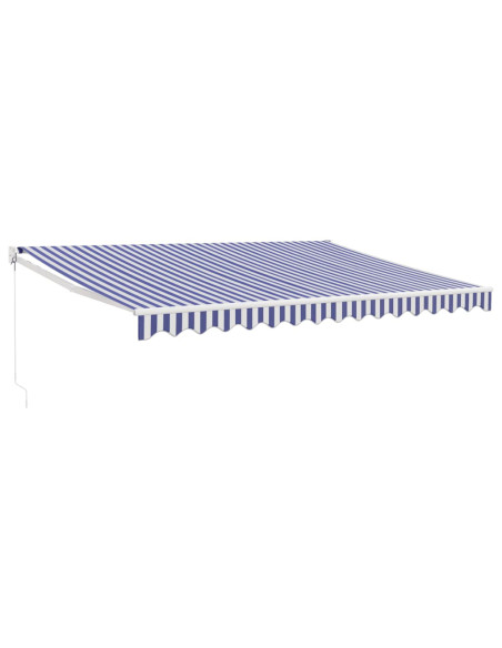 Tenda da Sole Retrattile Blu e Bianca 4x3 m Tessuto e Alluminio