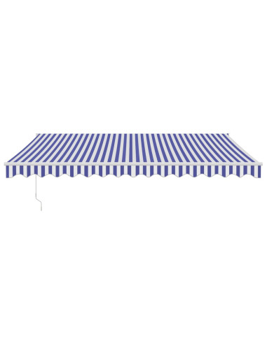 Tenda da Sole Retrattile Blu e Bianca 4x3 m Tessuto e Alluminio