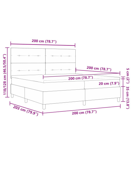 Letto a molle con materasso Crema 200 x 200 cm Tessuto