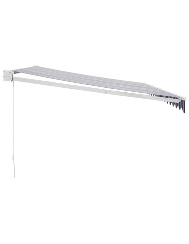 Tenda da Sole Retrattile Blu e Bianca 4x3 m Tessuto e Alluminio