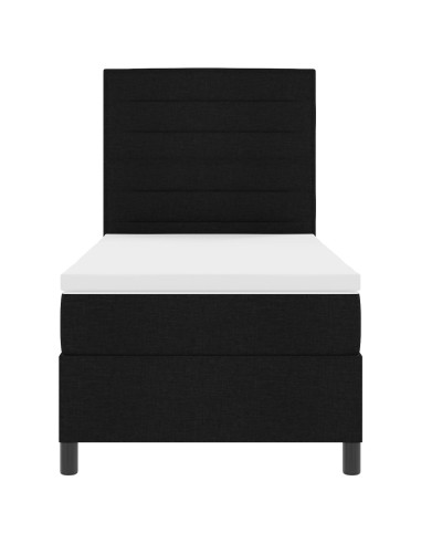 Letto a molle con materasso con led Nero 90 x 200 cm Tessuto