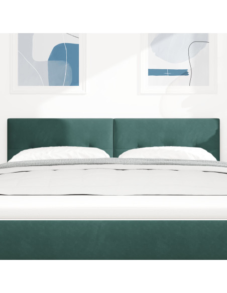 Testiera vitaXL Bottone Imbottita Verde Scuro 160 cm in Velluto