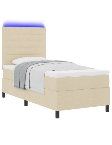 Letto a molle con materasso con led Crema 90 x 200 cm Tessuto