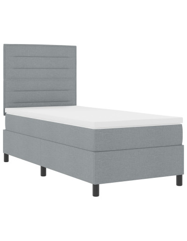 Letto a molle con materasso Grigio chiaro 100 x 200 cm Tessuto