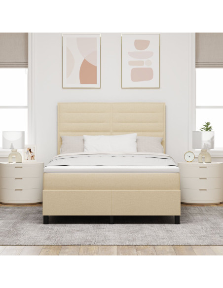 Struttura Letto  con Materasso Crema Tessuto 140 x 200 cm