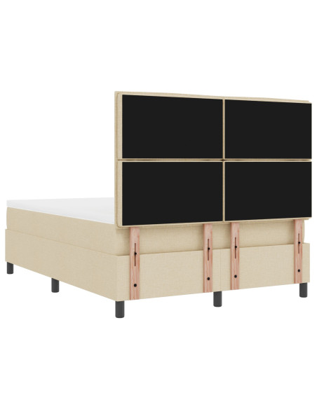 Letto a molle con materasso con led Crema 160 x 200 cm Tessuto