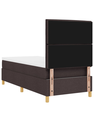Letto a molle con materasso Marrone Scuro 90 x 200 cm Tessuto