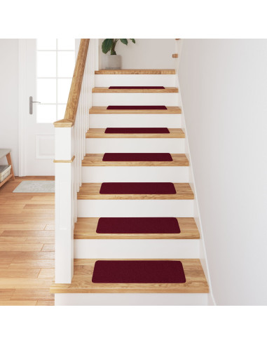 Tappetini Antiscivolo per Scale 15 pcs Bordò 60 x 25 cm PP