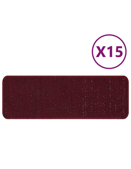 Tappetini Antiscivolo per Scale 15 pcs Bordò 60 x 25 cm PP