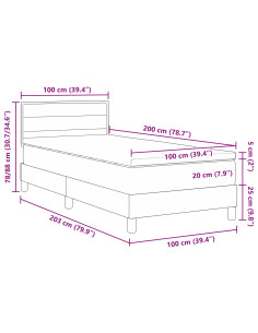 Letto a molle con materasso Grigio chiaro 100 x 200 cm Tessuto 2