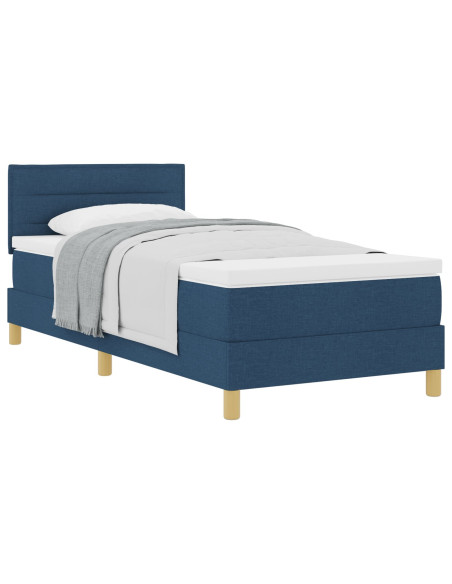 Letto Box Spring con Materasso Blu 90x200 cm Tessuto