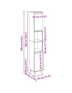 Mobile da Bagno Rovere Nero 30 x 30 x 190 cm Legno multistrato 2