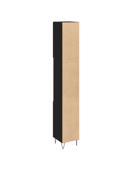 Mobile da Bagno  Nero Rovere 30x30x190 cm Legno ingegnerizzato