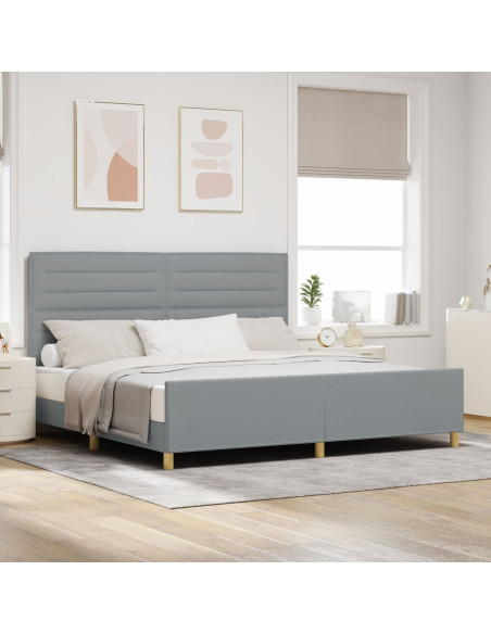 Letto in Grigio Chiaro di , 200x200 cm, Tessuto