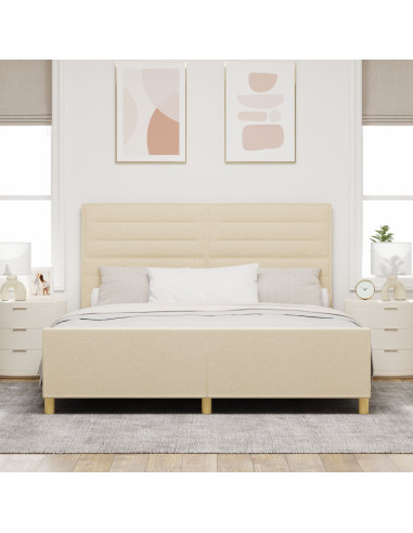 Struttura del letto con testiera Crema 180 x 200 cm Tessuto