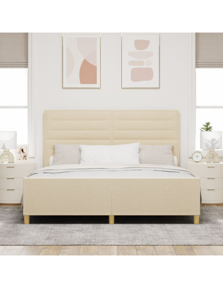 Struttura del letto con testiera Crema 180 x 200 cm Tessuto