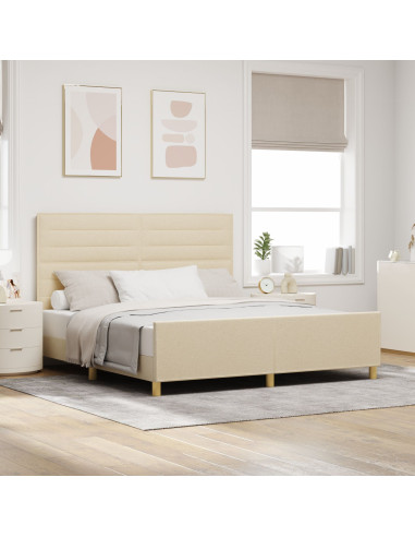 Struttura del letto con testiera Crema 180 x 200 cm Tessuto