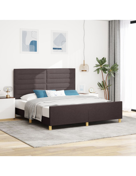 Struttura del Letto Marrone Scuro 180x200 cm Tessuto
