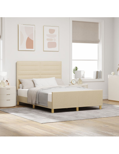 Struttura del letto con testiera Crema 160 x 200 cm Tessuto
