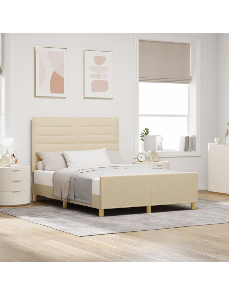 Struttura del letto con testiera Crema 160 x 200 cm Tessuto