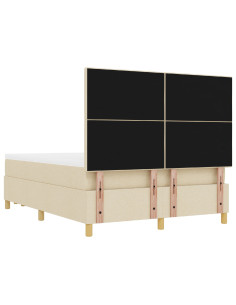 Letto a molle con materasso Crema 160 x 200 cm Tessuto