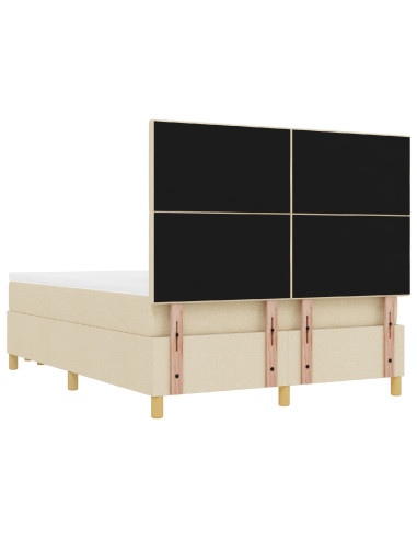 Letto a molle con materasso Crema 160 x 200 cm Tessuto