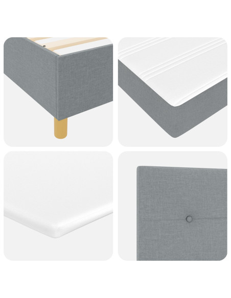 Letto a molle con materasso Grigio chiaro 140 x 200 cm Tessuto