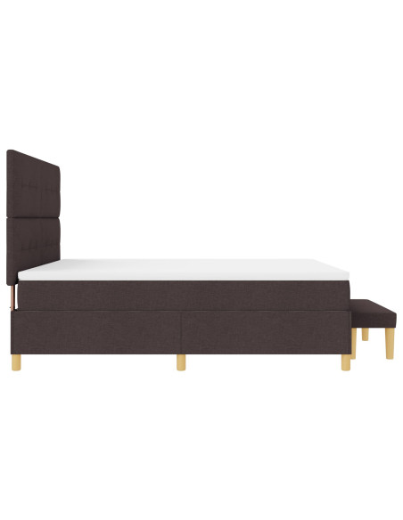 Letto Box Spring con Materasso e Panchina Marrone Scuro 180x200 cm Tessuto