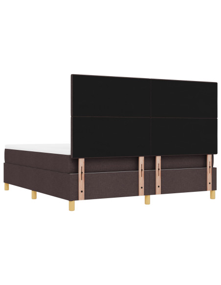 Letto Box Spring con Materasso e Panchina Marrone Scuro 180x200 cm Tessuto
