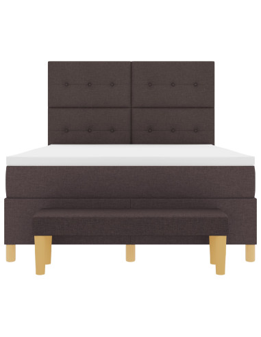 Letto a molle con materasso Marrone Scuro 160 x 200 cm Tessuto