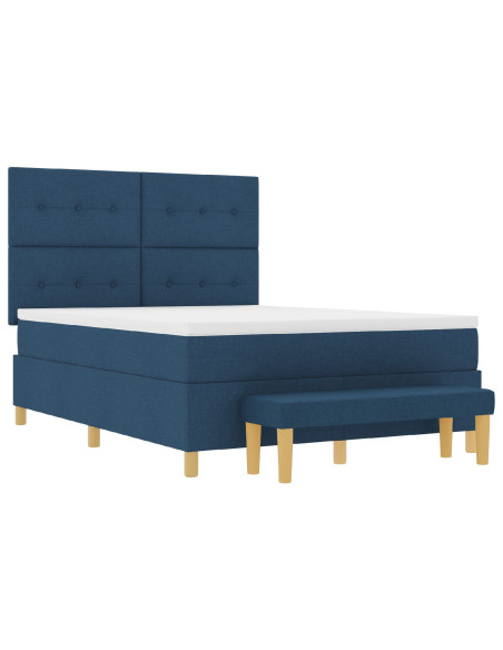Letto a doga  con materasso e panchina Blu 140x200 cm Tessuto