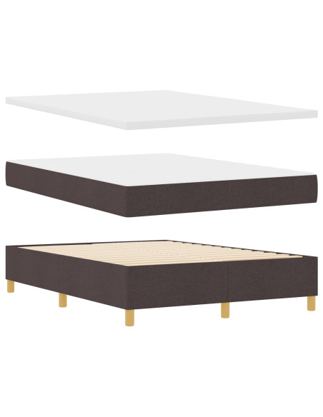 Letto a molle con materasso Marrone scuro 140 x 200 cm Tessuto