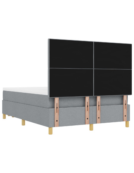 letto a molle vitaXL con materasso e panca grigio chiaro 140x200 cm in tessuto