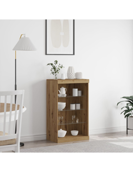 Credenza con luci LED Rovere Artigianale 60,5x37x100 cm