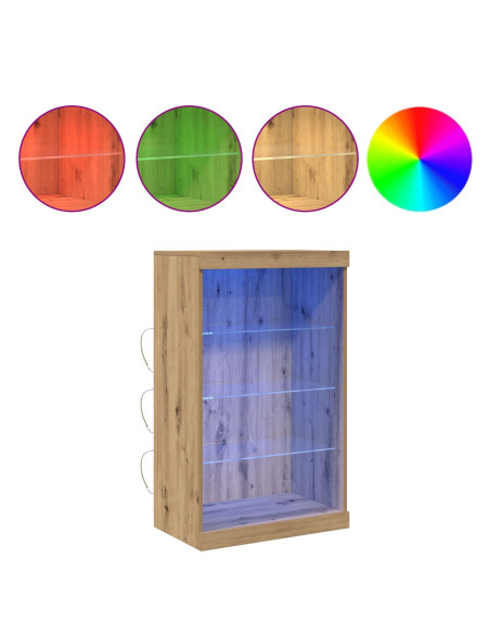 Credenza con luci LED Rovere Artigianale 60,5x37x100 cm
