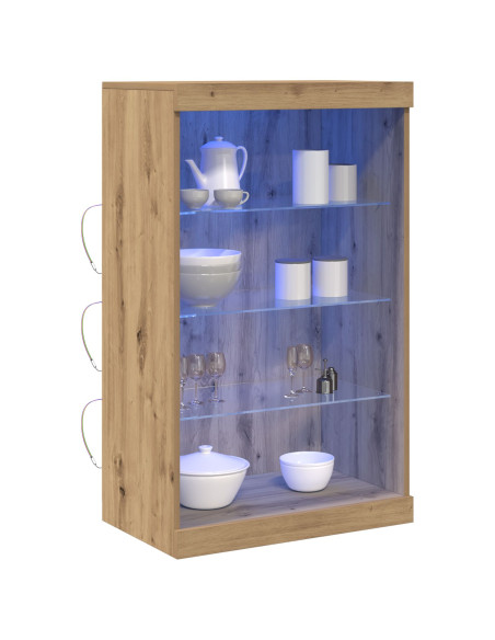 Credenza con luci LED Rovere Artigianale 60,5x37x100 cm