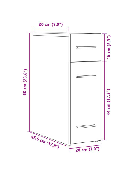 Armadio da farmacia  in rovere artigianale 20x45,5x60 cm in legno ingegnerizzato