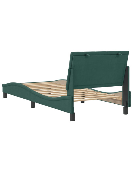 Giroletto con Testiera Verde Scuro 80x200 cm in Velluto
