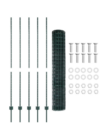 Recinzione con Posto Verde 1,5 x 10 m Acciaio e PVC