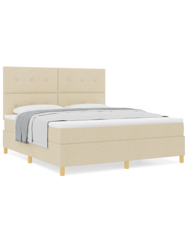 Letto a molle con materasso Crema 180 x 200 cm Tessuto