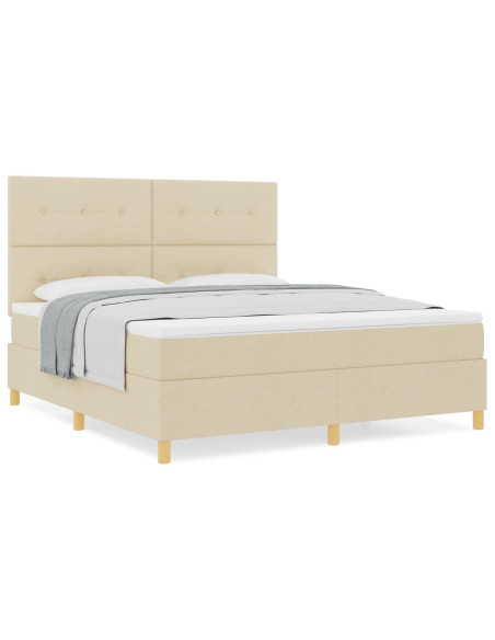 Letto a Mola con Materasso Crema Super King Tessuto
